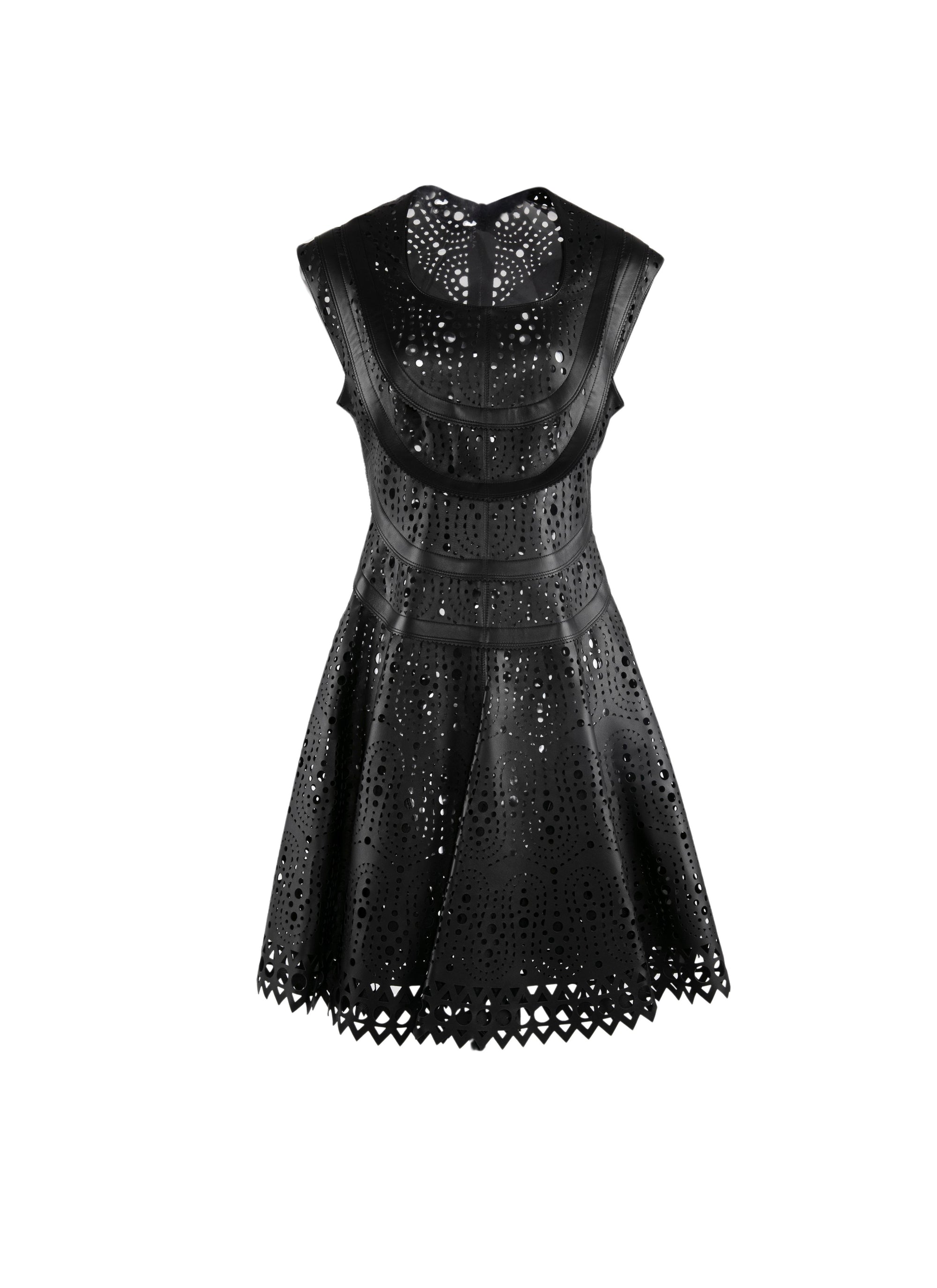 Robe regular sans manches en cuir - Noir