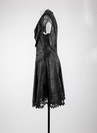 Robe regular sans manches en cuir - Noir