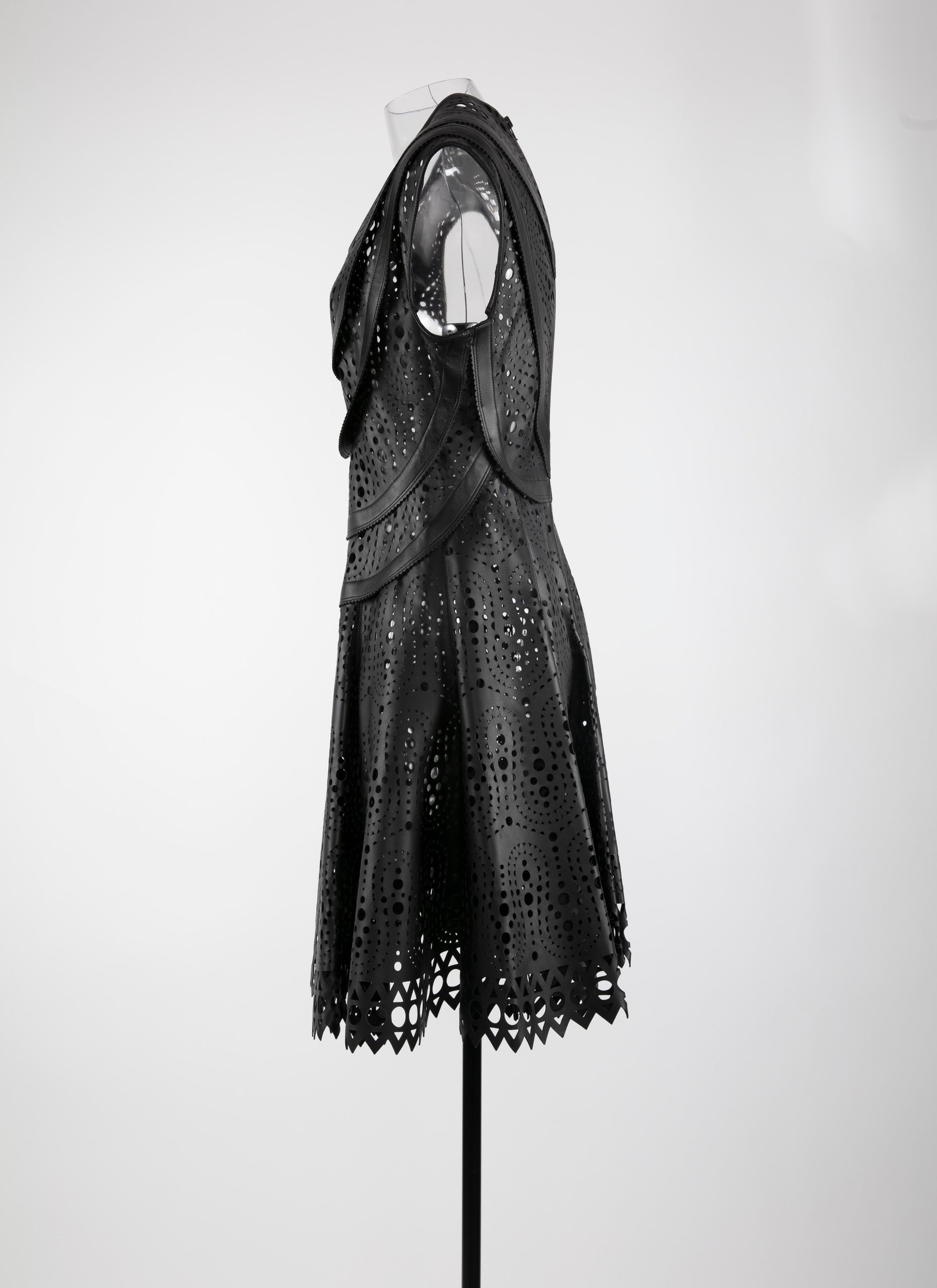 Robe regular sans manches en cuir - Noir