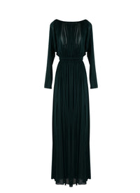 Long-sleeved draped dress - Dark Petroleum