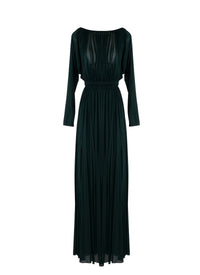 Long-sleeved draped dress - Dark Petroleum
