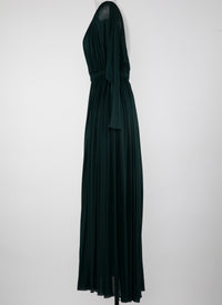 Long-sleeved draped dress - Dark Petroleum