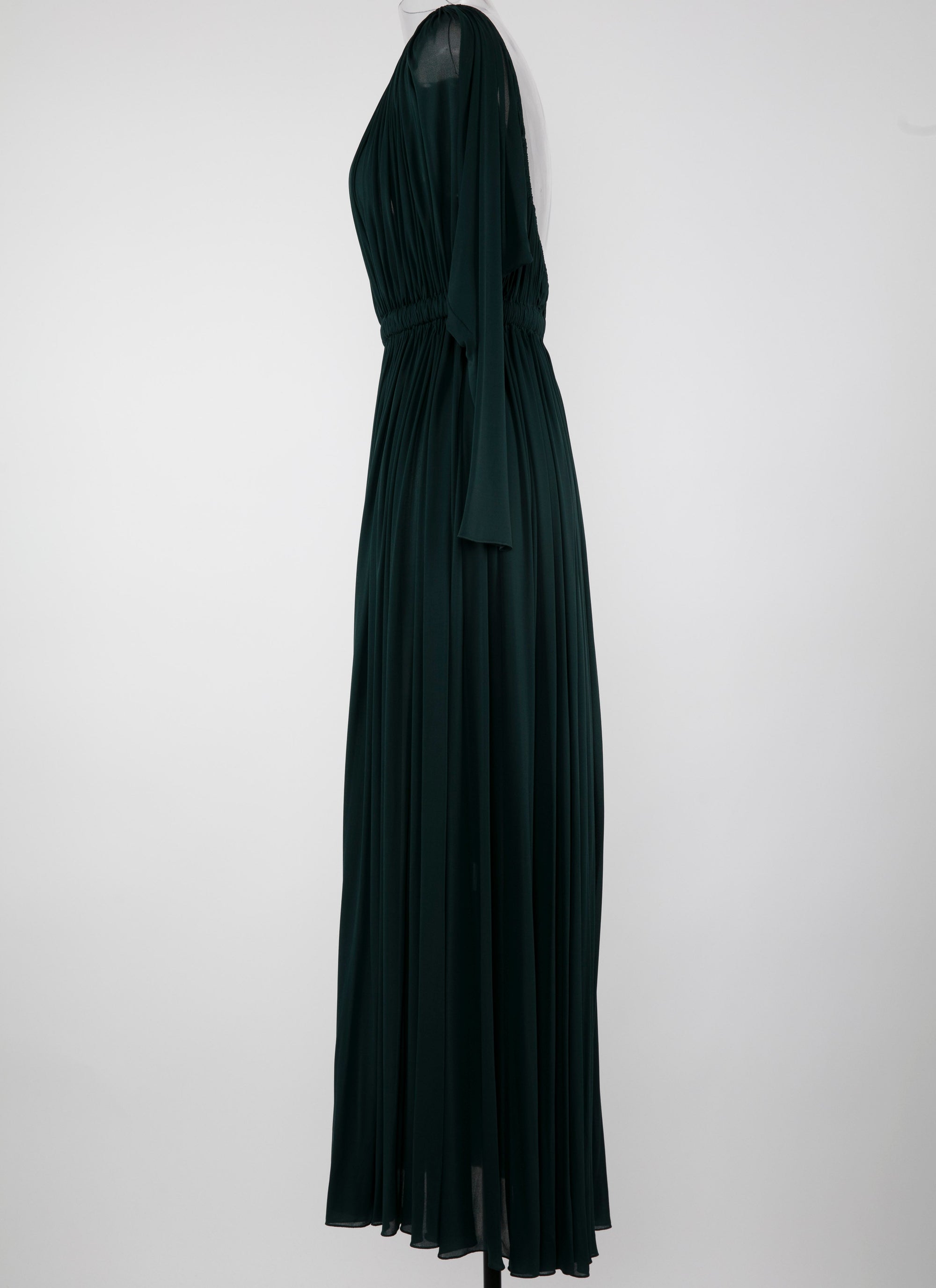 Long-sleeved draped dress - Dark Petroleum