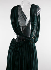 Robe longue drapée - Petrole Foncé