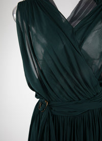 Robe longue drapée - Petrole Foncé
