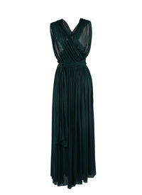 Robe longue drapée - Petrole Foncé