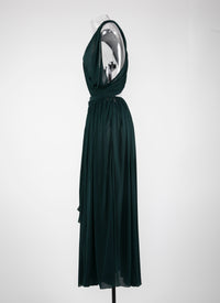 Robe longue drapée - Petrole Foncé