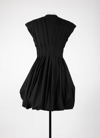 Robe courte évasée ceinturée à mancherons - Noir