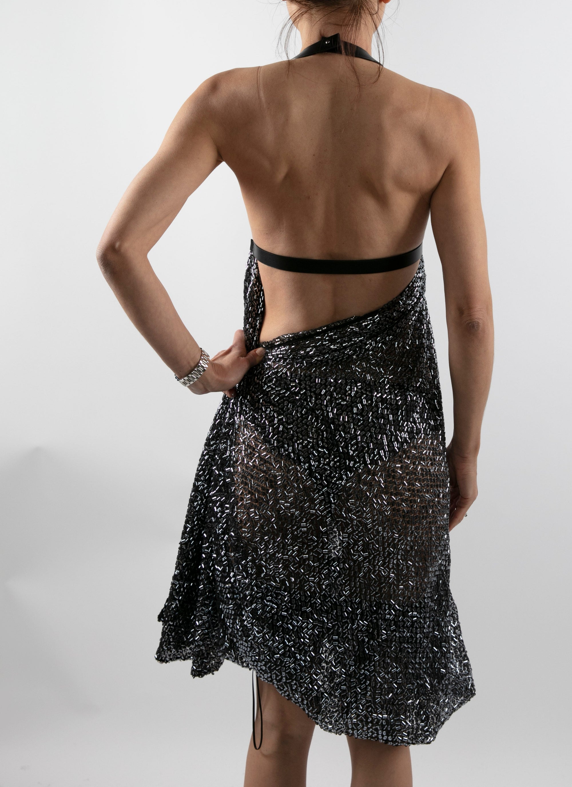 Robe déesse à paillettes métallisées - Acier