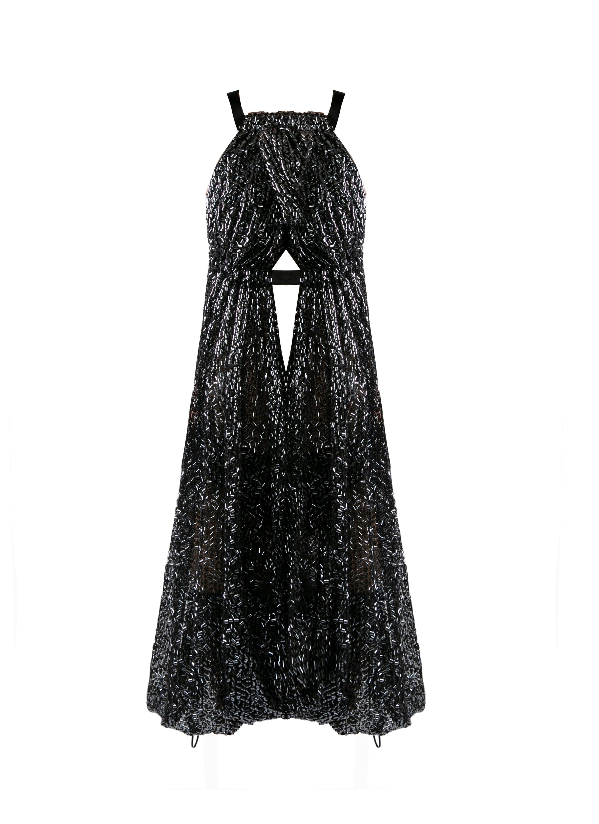 Robe déesse à paillettes métallisées - Acier