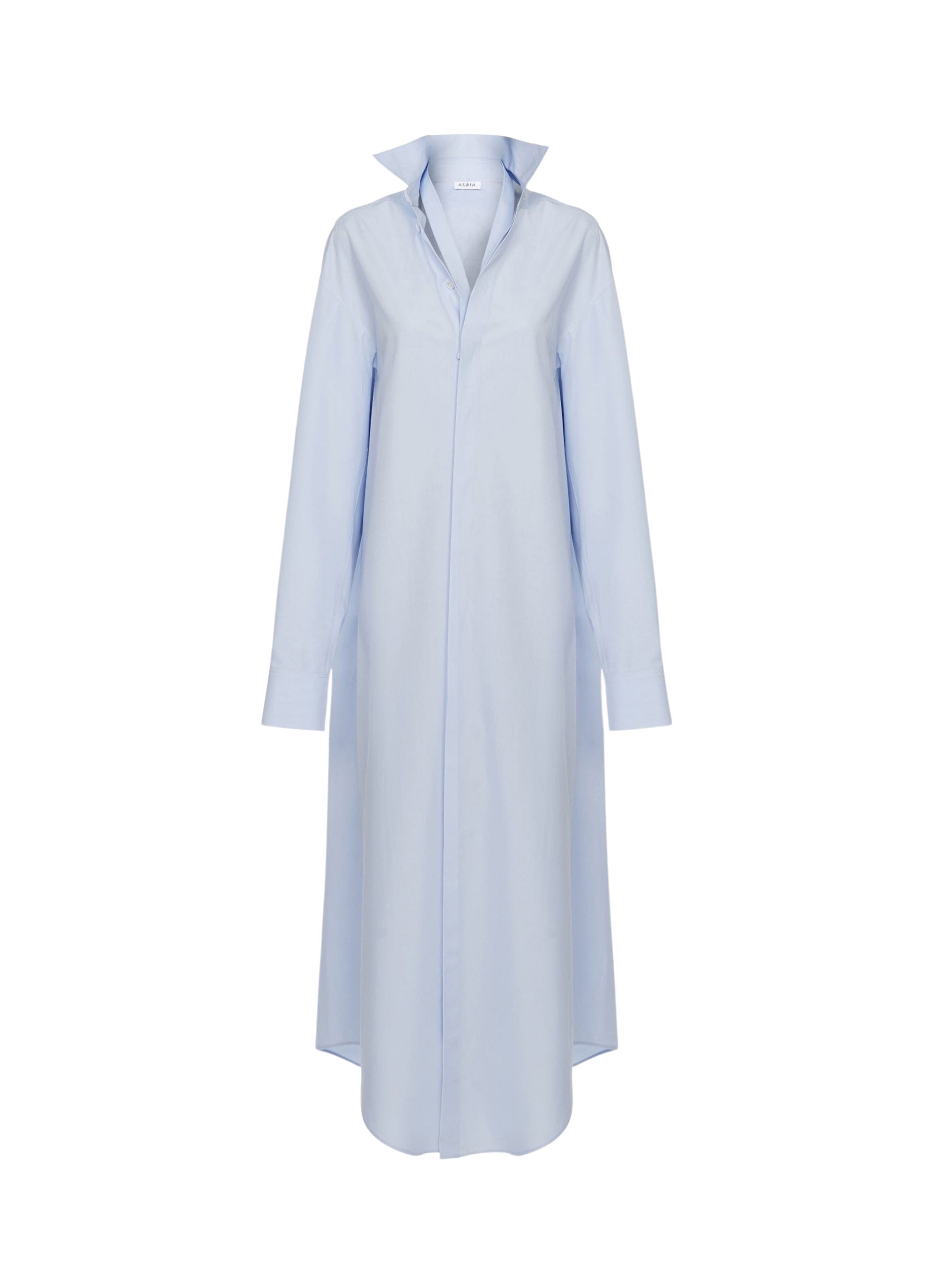 Robe chemise droite unie - Ciel