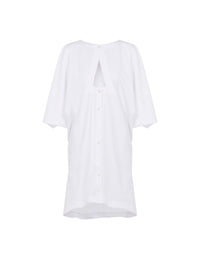 Hooded button-down dress - White