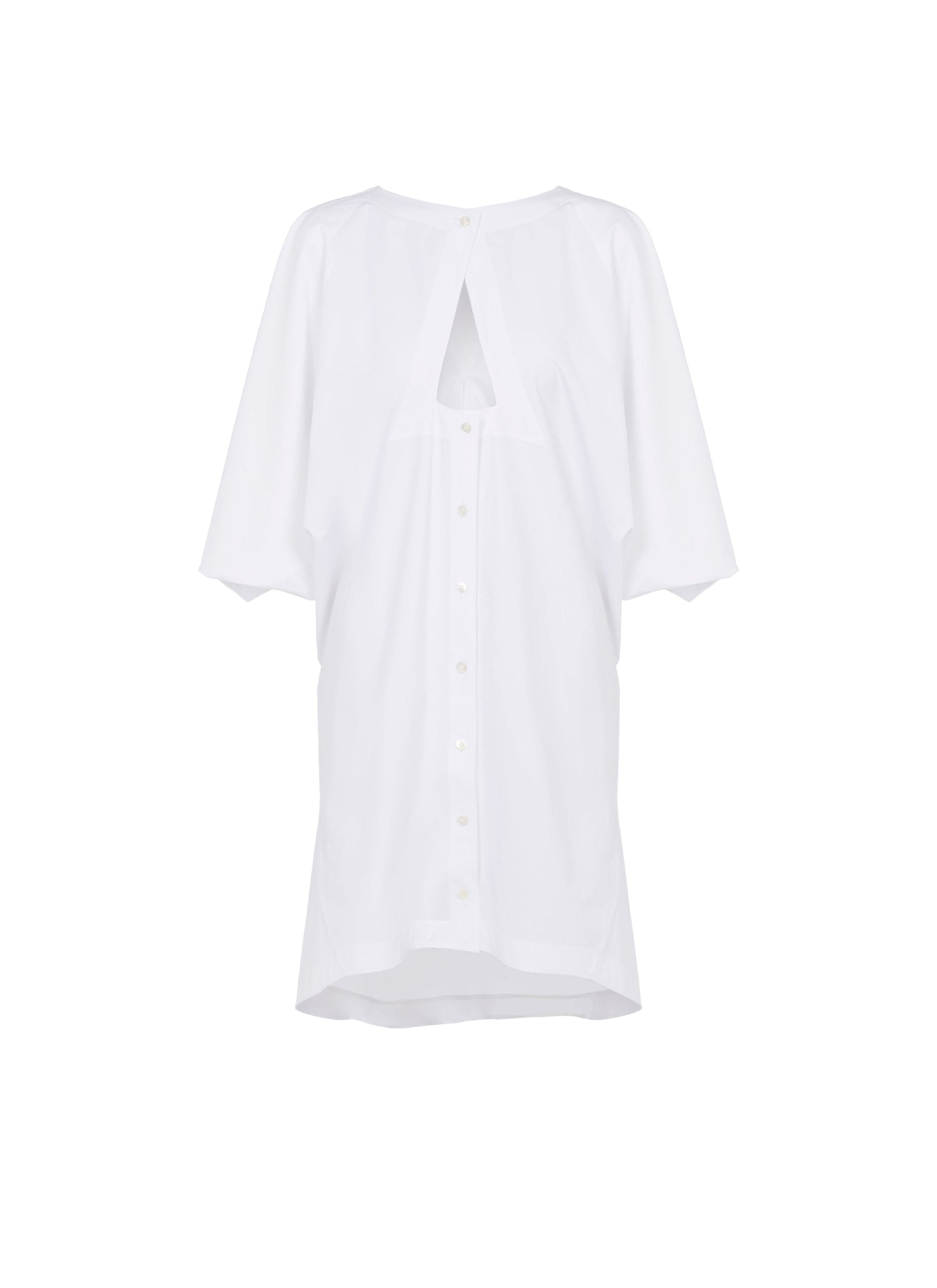 Hooded button-down dress - White