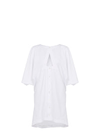 Hooded button dress - White
