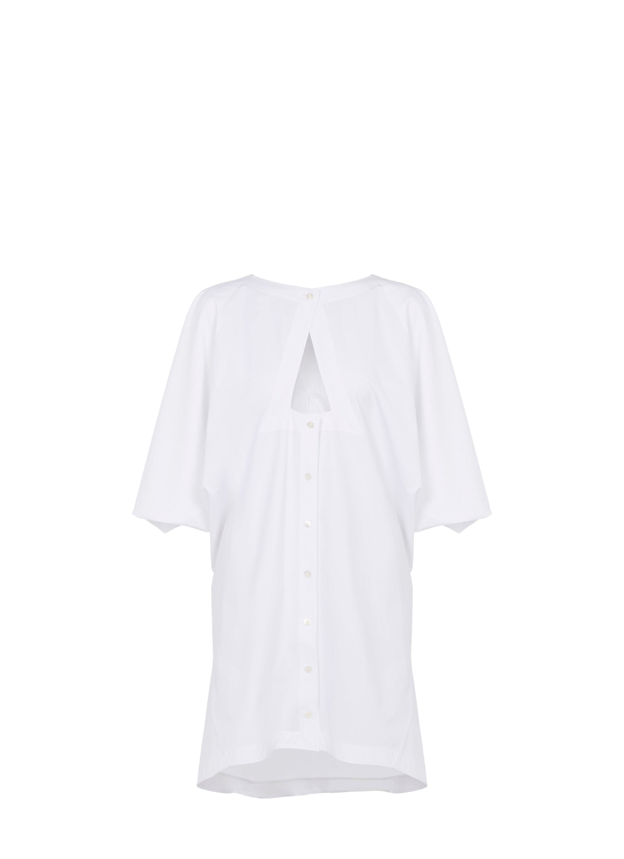 Hooded button dress - White