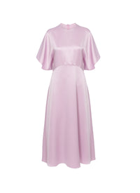 Robe longue satinée à manches courtes - Parme