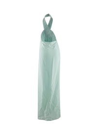 Sleeveless silk halter dress - Almond Green