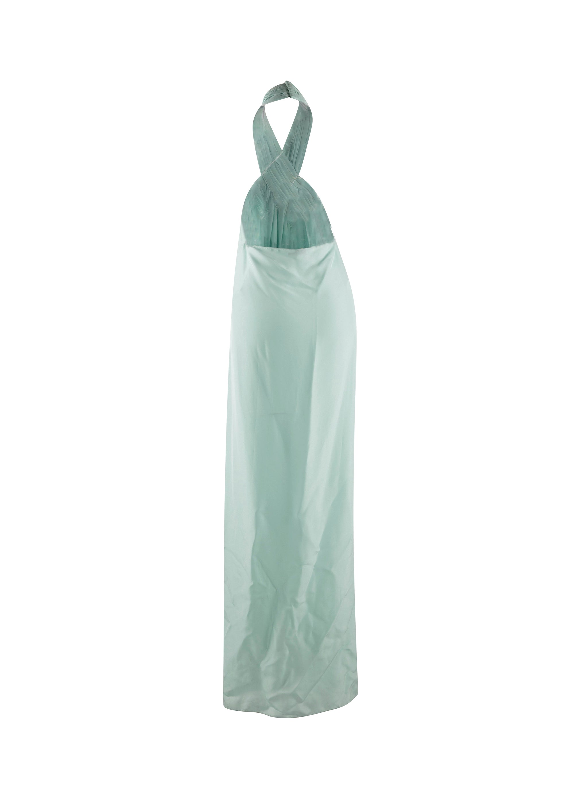 Sleeveless silk halter dress - Almond Green