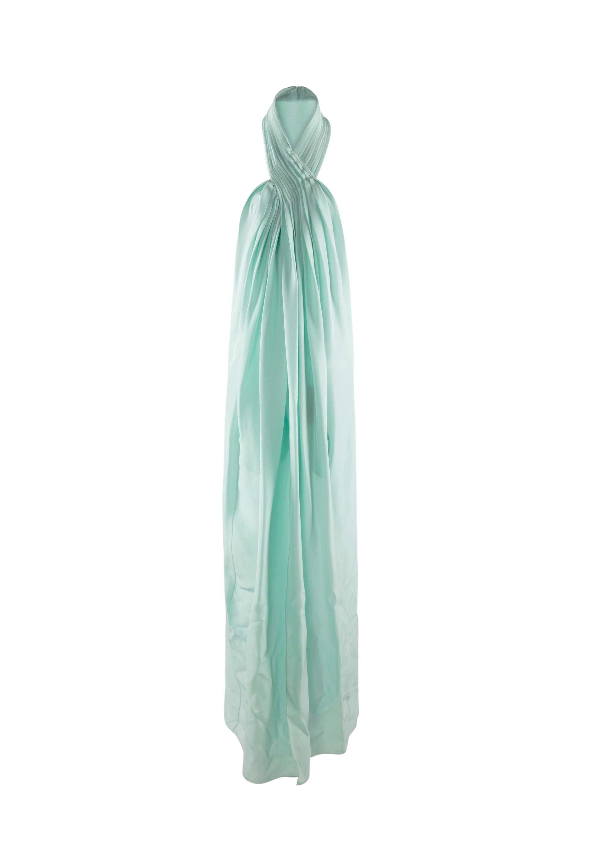 Robe longue dos nu en soie sans manches - Vert Amande