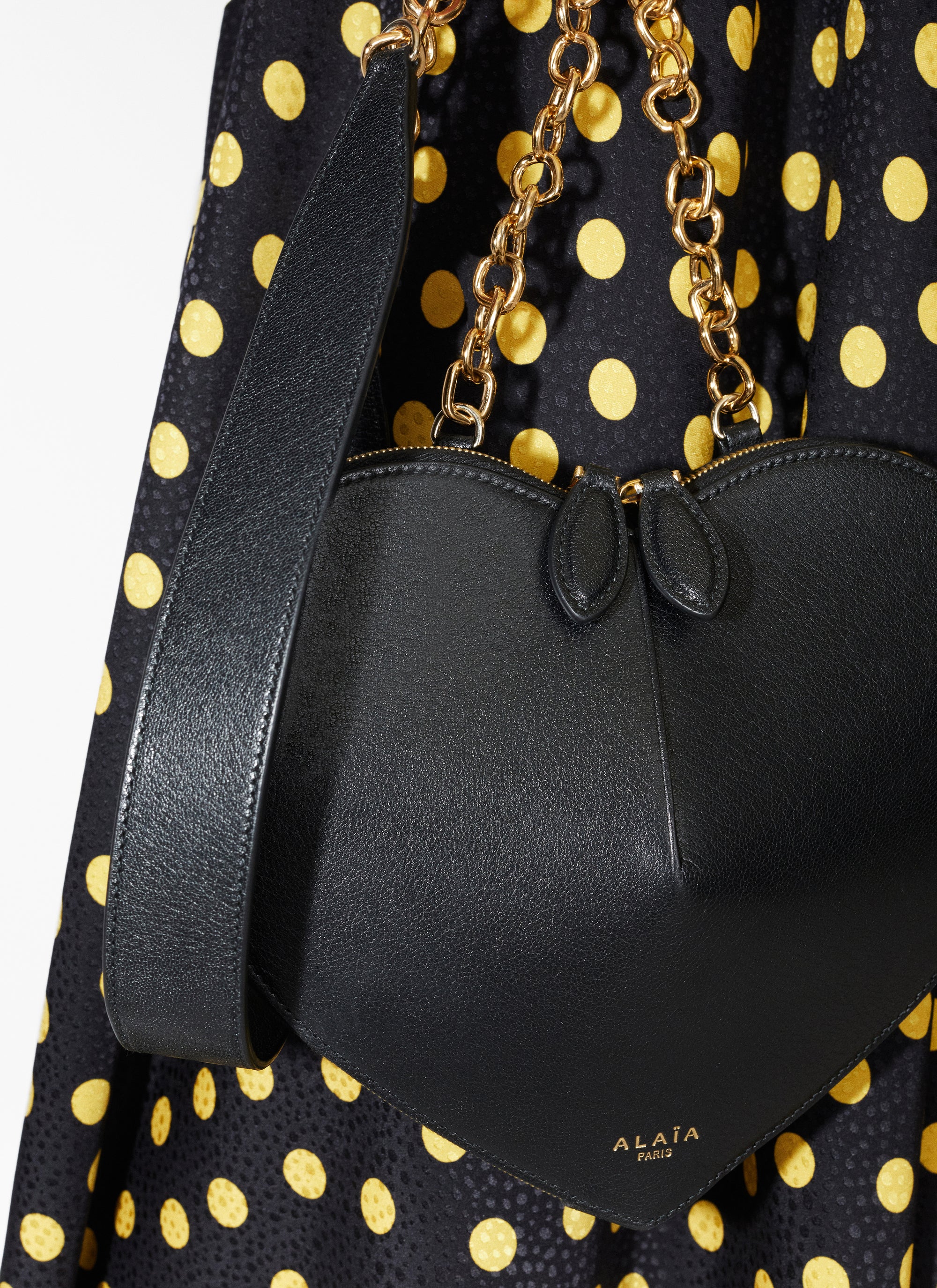 Silk confetti polka dot belted dress - Nuit & Jaune