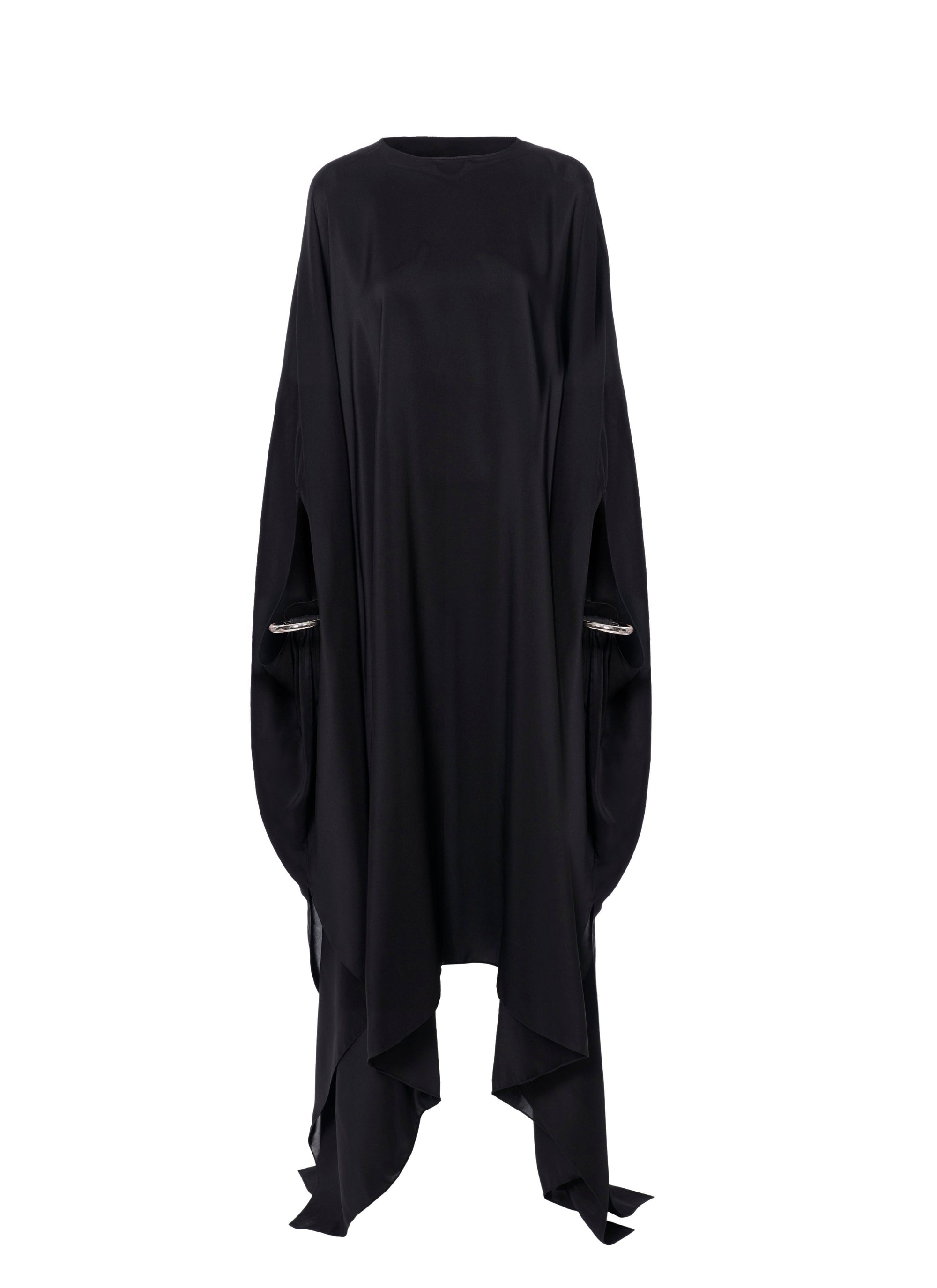Robe kaftan en soie - Noir Alaïa