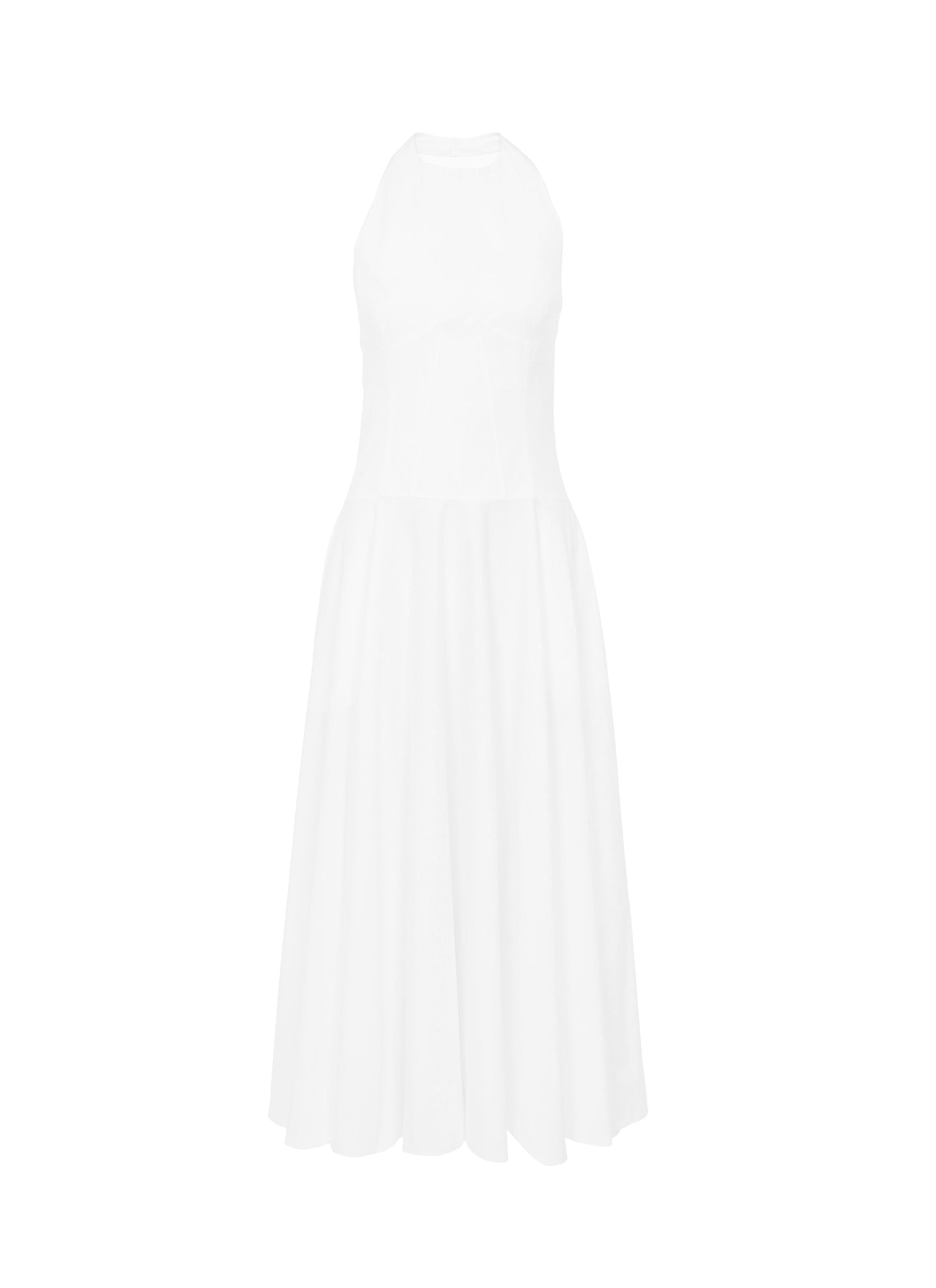 Long summer dress in cotton poplin - White