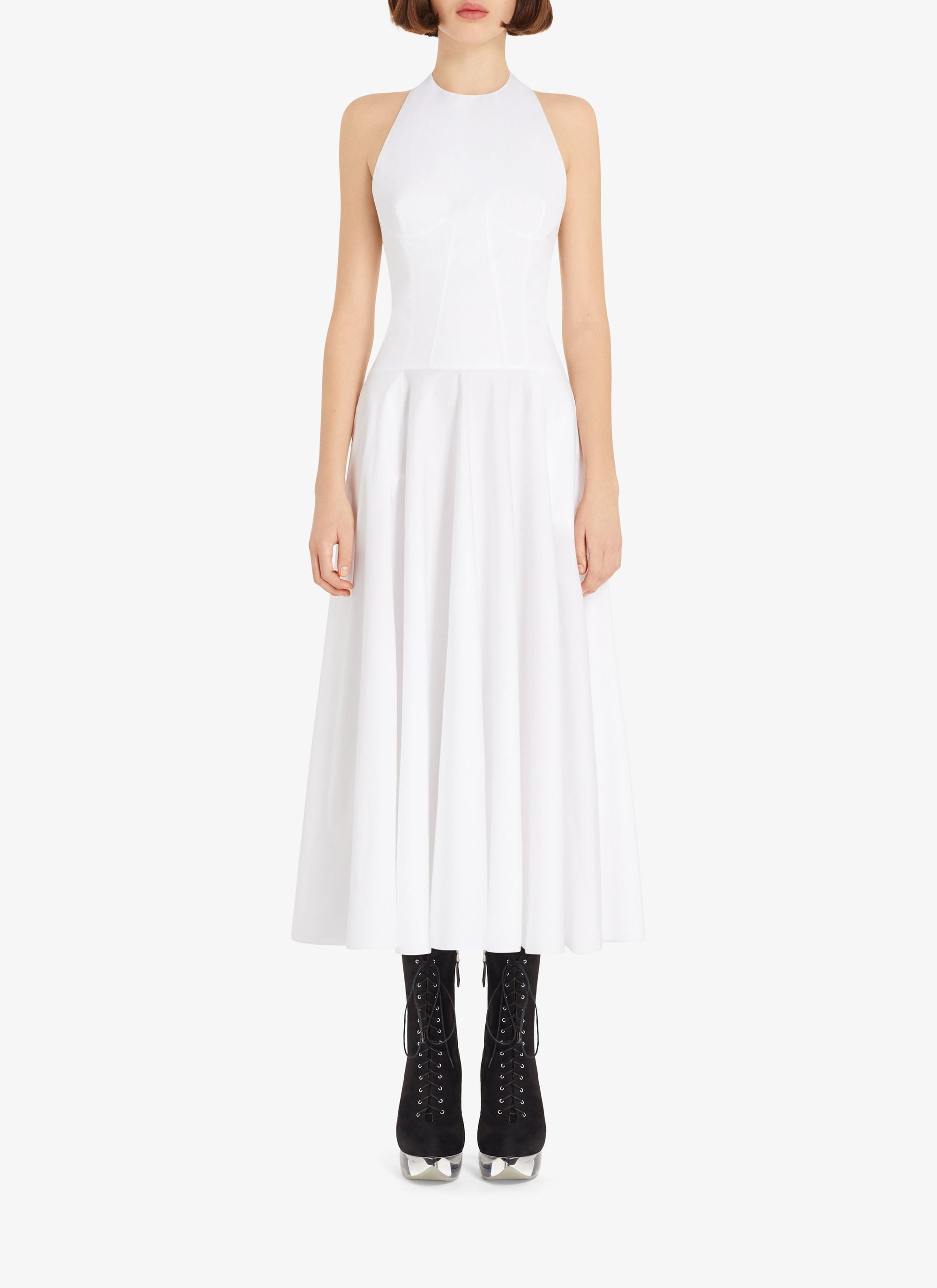Long summer dress in cotton poplin - White