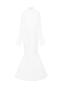 Very long dress in cotton poplin - White