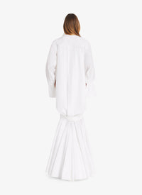 Very long dress in cotton poplin - White