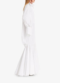 Very long dress in cotton poplin - White