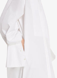 Very long dress in cotton poplin - White
