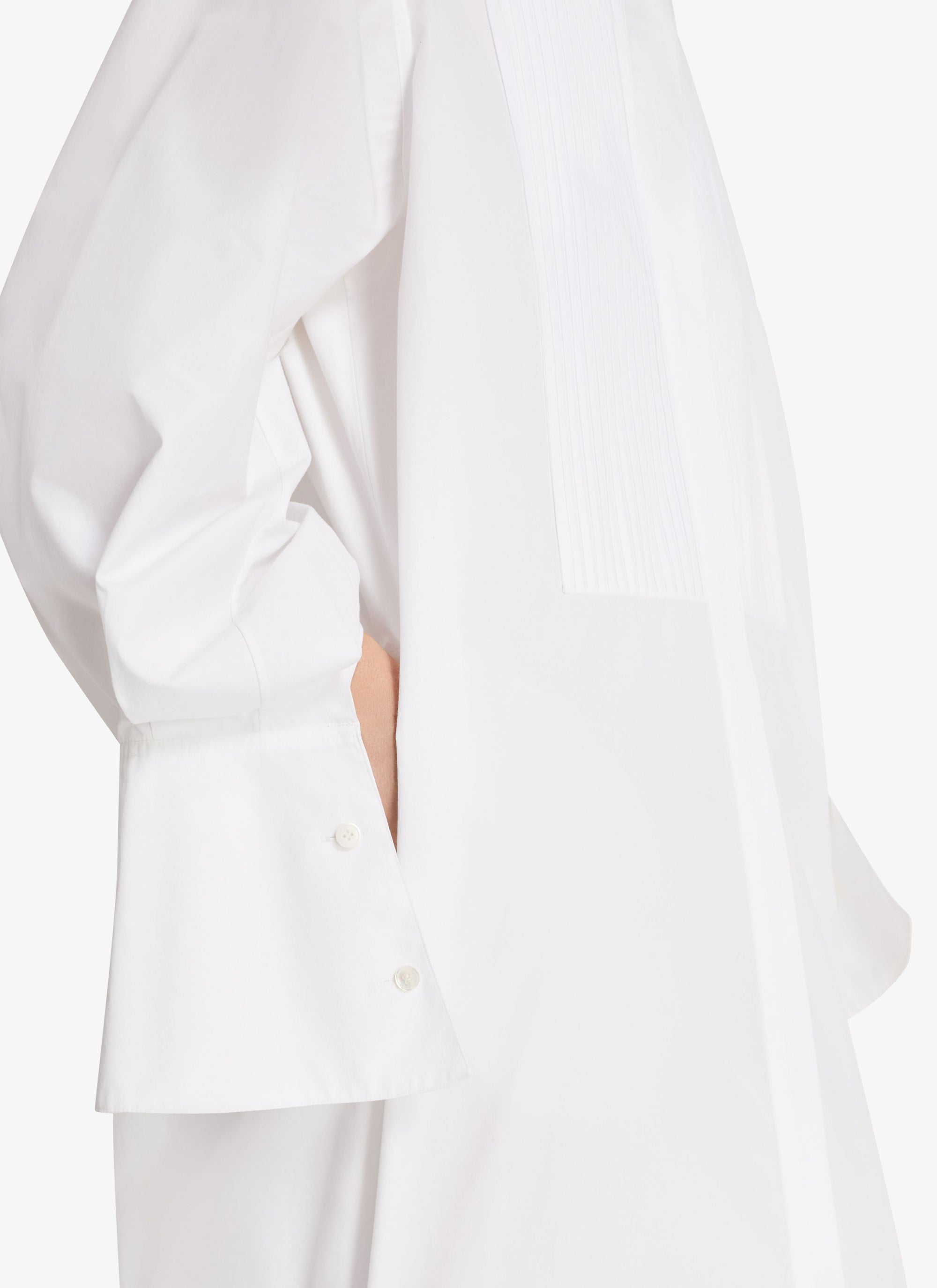 Very long dress in cotton poplin - White