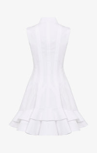 Sculpting sleeveless dress in poplin - White