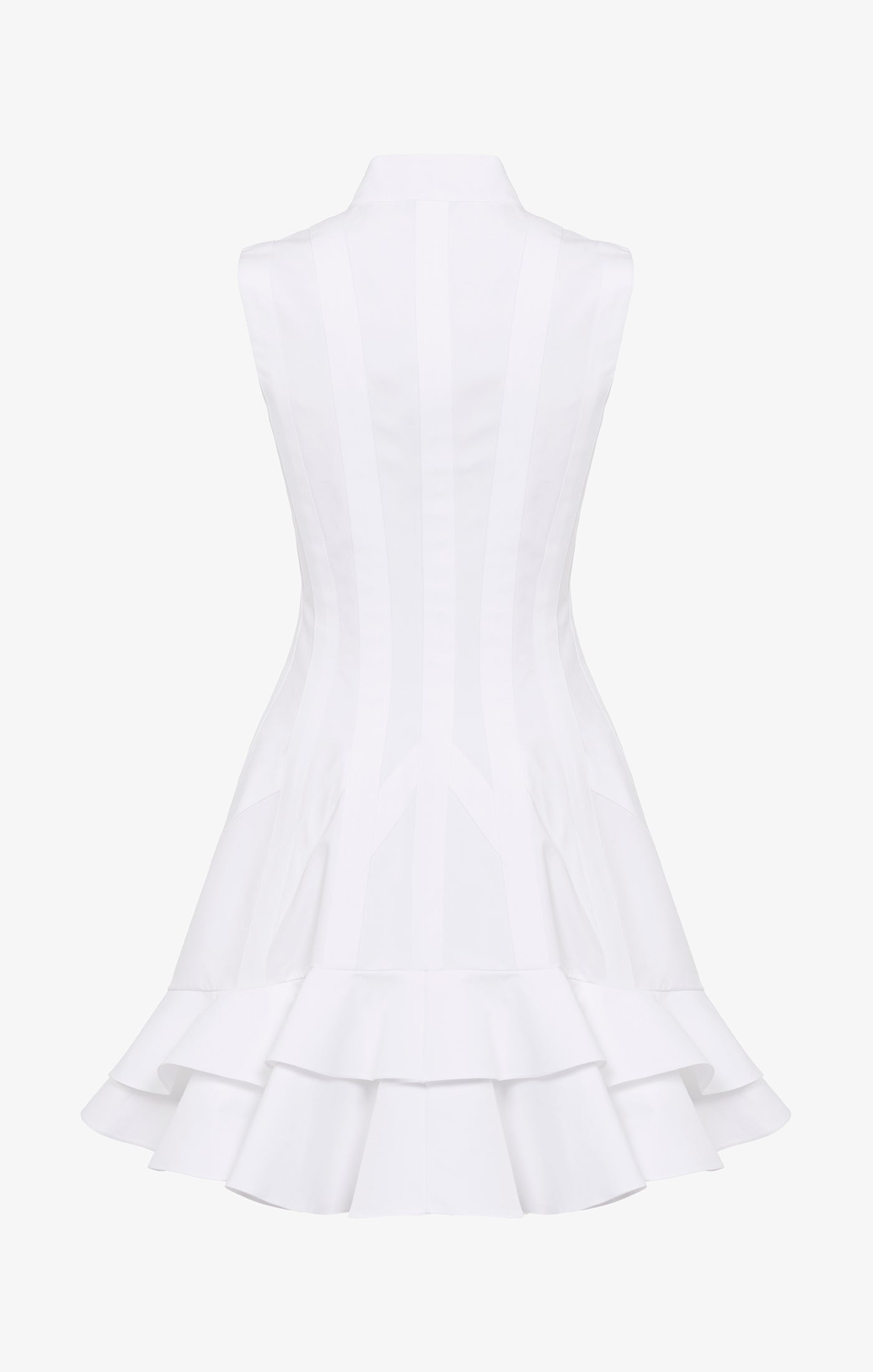 Sculpting sleeveless dress in poplin - White