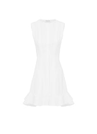 Sculpting sleeveless dress in poplin - White