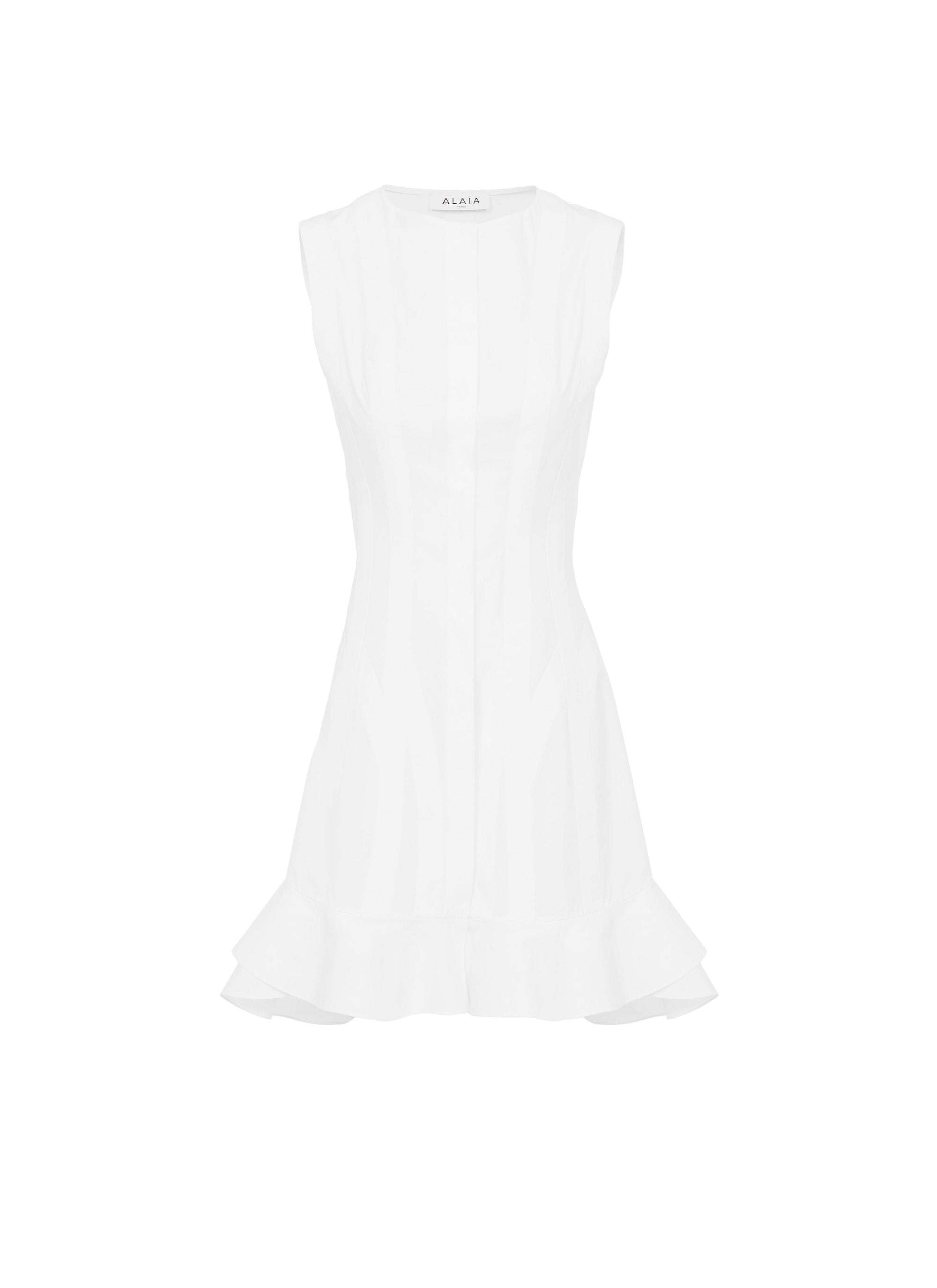 Sculpting sleeveless dress in poplin - White