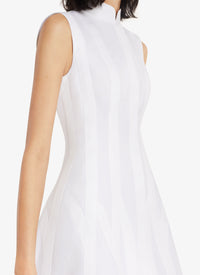 Sculpting sleeveless dress in poplin - White