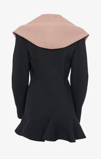 Fitted dress with hood in wool - Black Alaïa