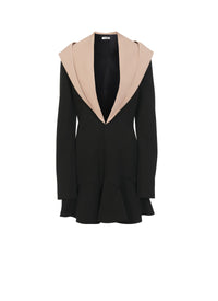 Fitted dress with hood in wool - Black Alaïa