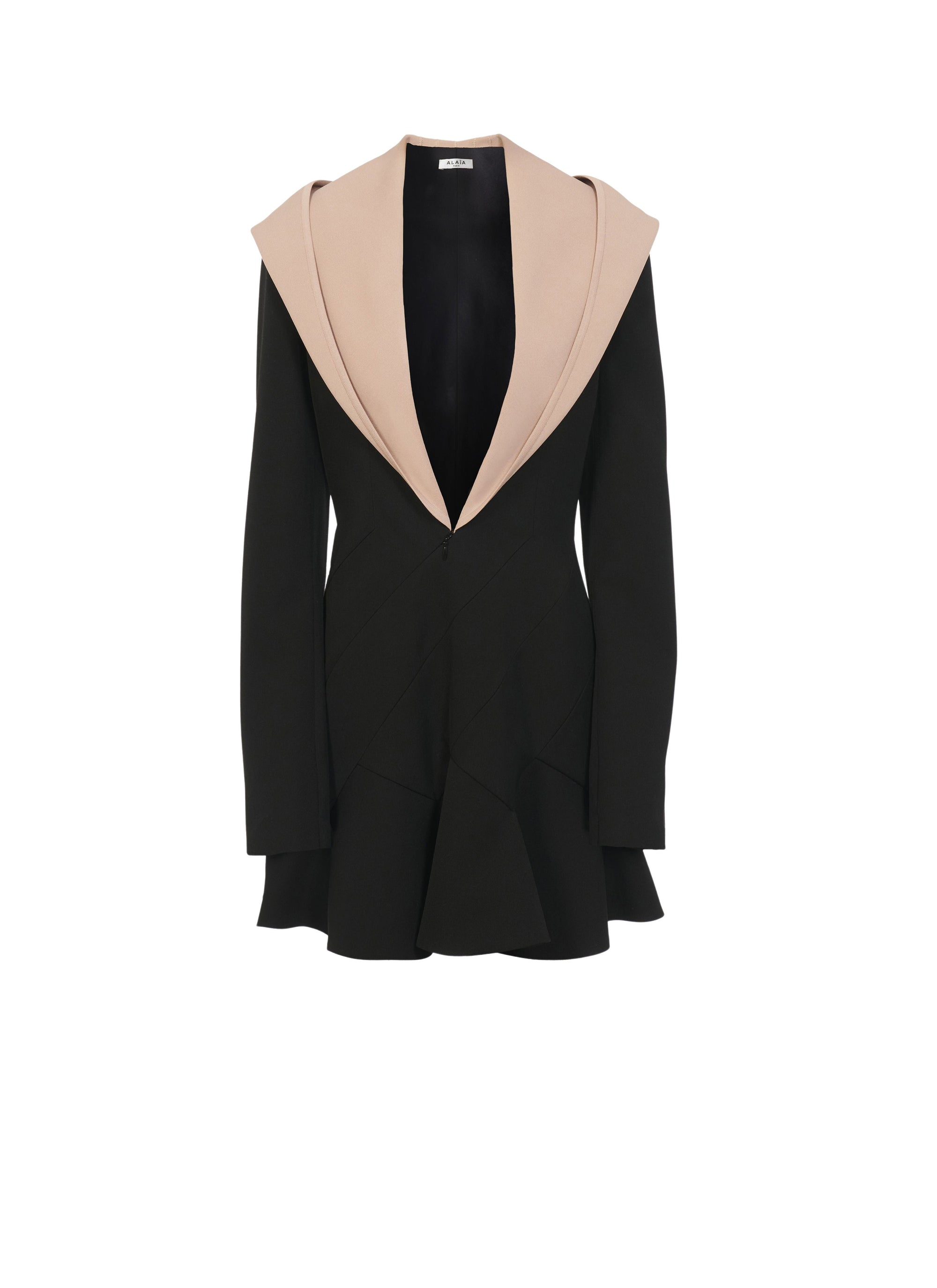 Fitted dress with hood in wool - Black Alaïa