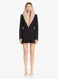 Fitted dress with hood in wool - Black Alaïa