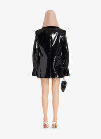 Fitted dress with hood in wool - Black Alaïa