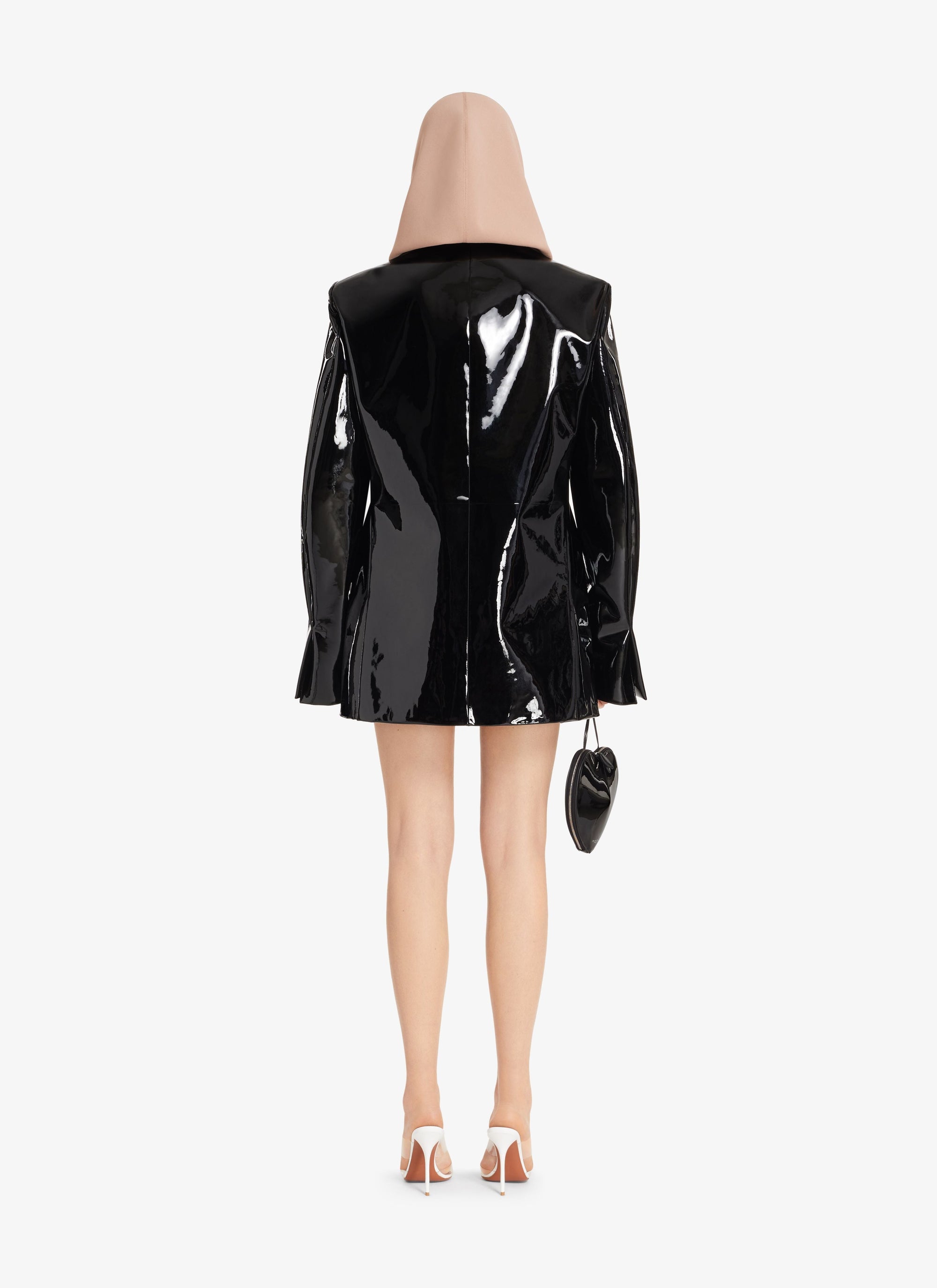 Fitted dress with hood in wool - Black Alaïa