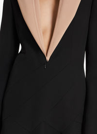 Fitted dress with hood in wool - Black Alaïa