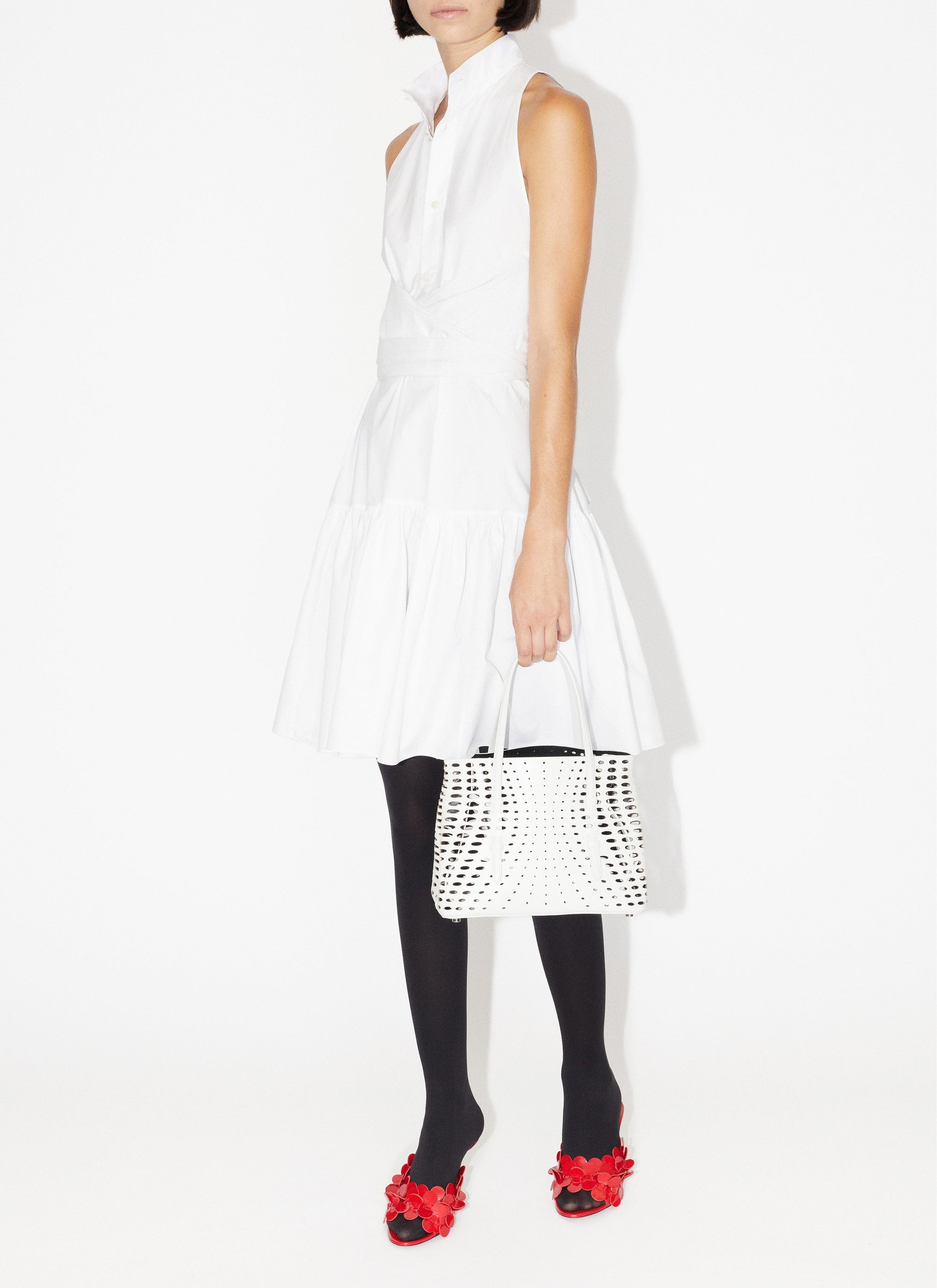 Button-down dress in cotton poplin - White