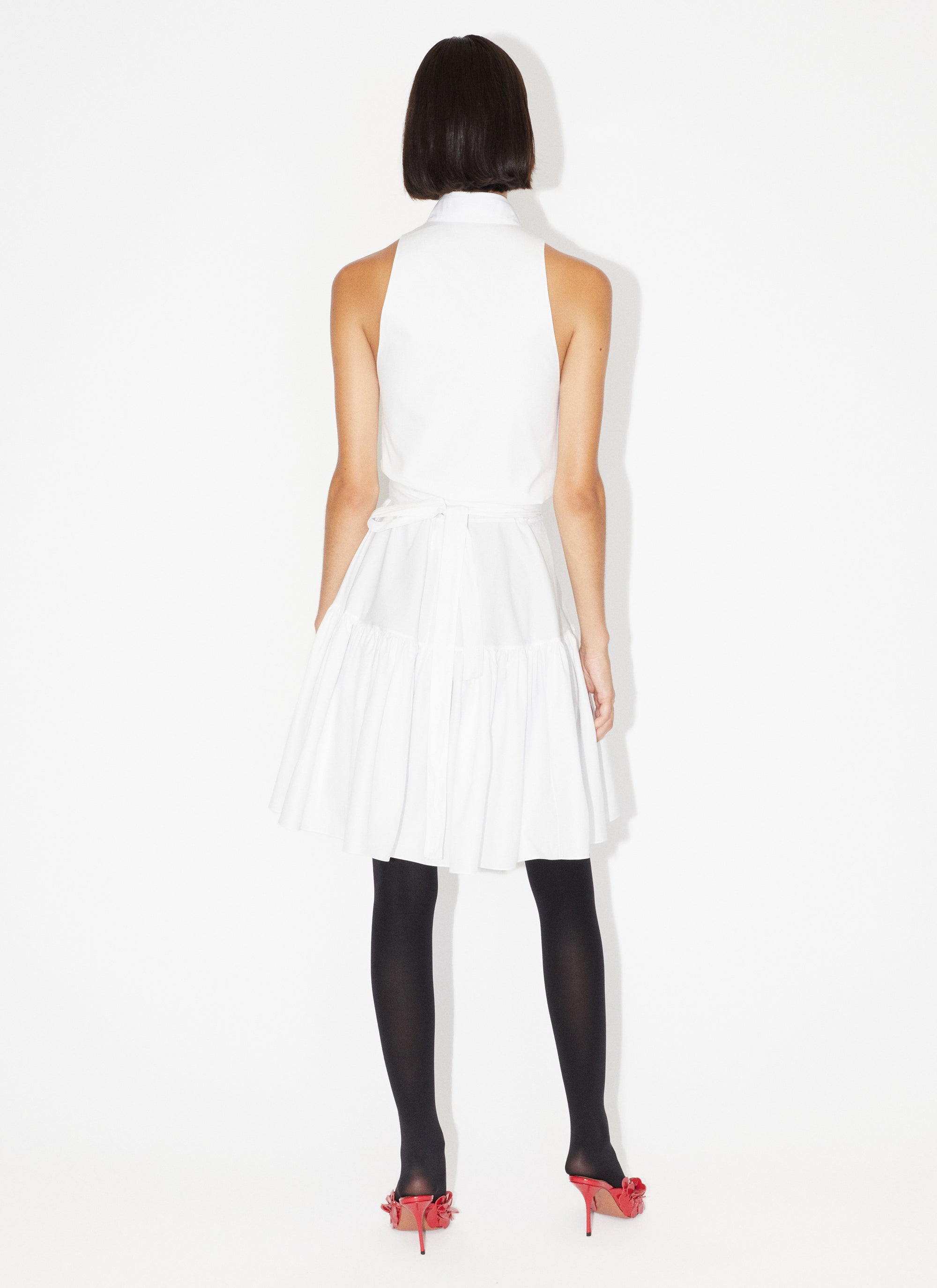 Button-down dress in cotton poplin - White