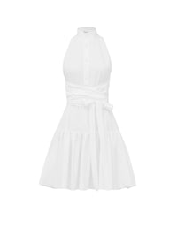 Button-down dress in cotton poplin - White