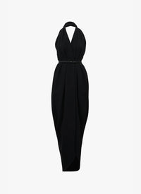 Halter maxi dress in stretch cady - Black Alaïa