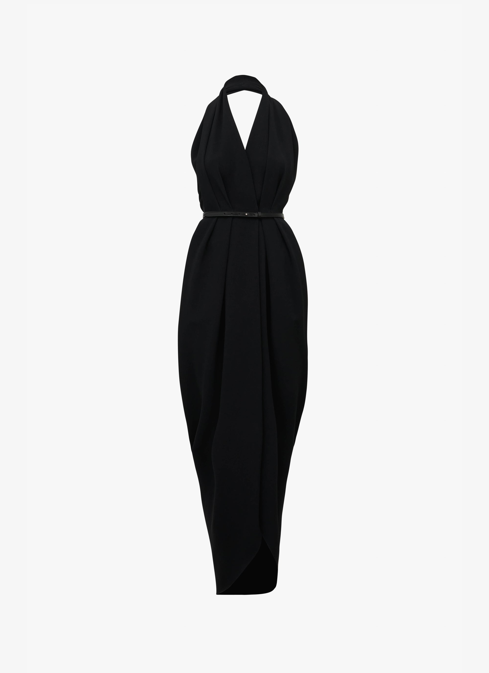 Halter maxi dress in stretch cady - Black Alaïa