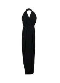 Halter maxi dress in stretch cady - Black Alaïa